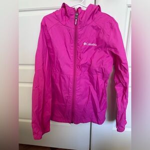 Columbia bright pink rain jacket